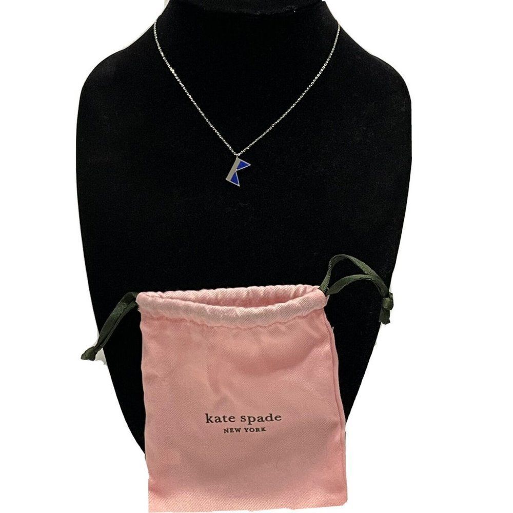NWT Kate Spade Truly Yours Flag Pendant Necklace Silver Tone